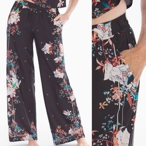 Soma Drama Pajama Pants Roma Floral Scarf Black plus size